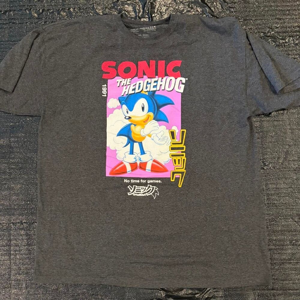 Sonic-the-hedgehog Men's Grey and Black T-shirt